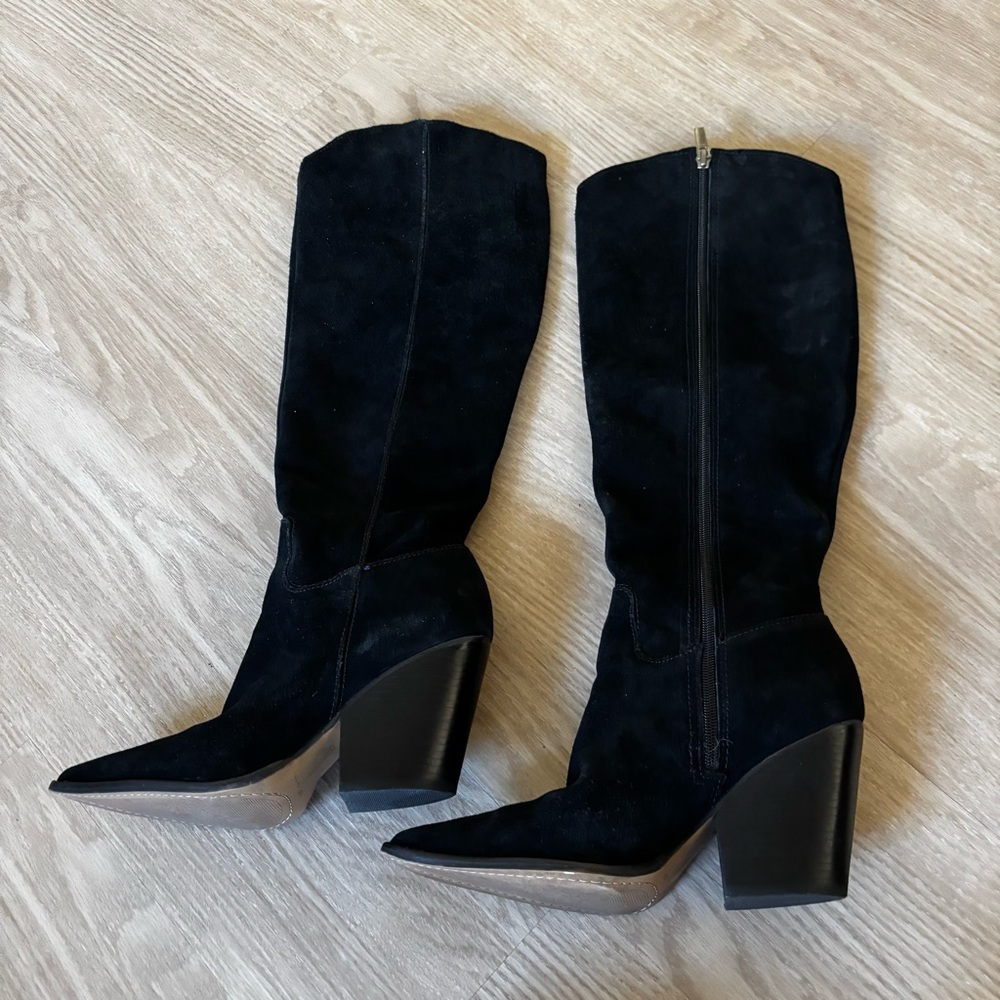 Vince Camuto Oyennda Black Suede Knee-High Boots